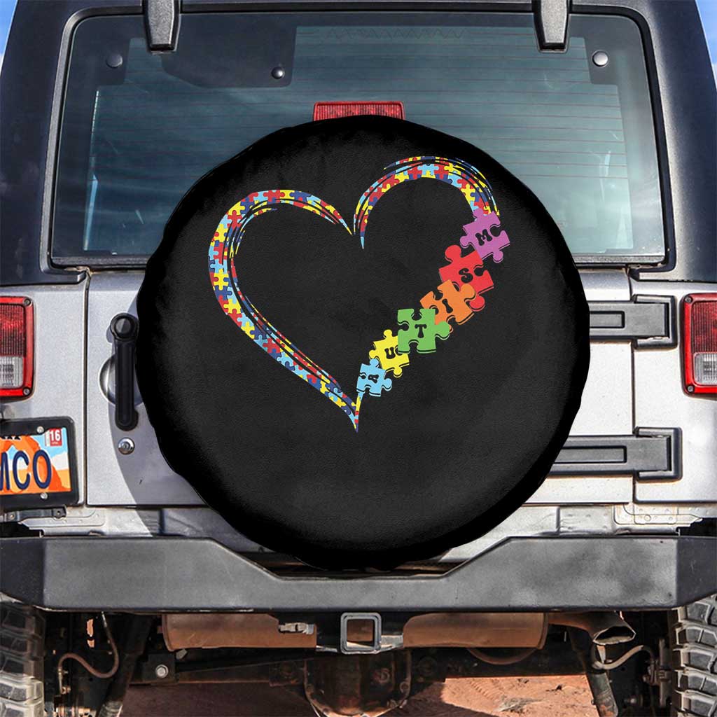 Autism Awareness Love Heart Puzzle Piece Spare Tire Cover TS10 No hole Black Print Your Wear