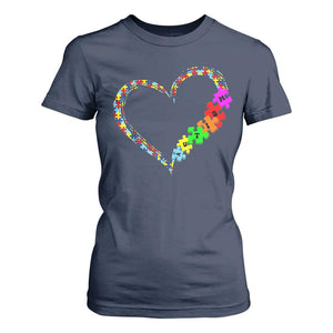 Autism Awareness Love Heart Puzzle Piece T Shirt For Women TS10 Navy Print Your Wear