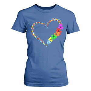Autism Awareness Love Heart Puzzle Piece T Shirt For Women TS10 Royal Blue Print Your Wear