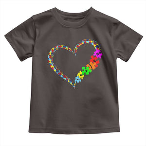Autism Awareness Love Heart Puzzle Piece Toddler T Shirt TS10 Dark Chocolate Print Your Wear