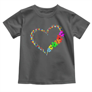 Autism Awareness Love Heart Puzzle Piece Toddler T Shirt TS10 Dark Heather Print Your Wear