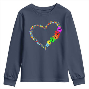Autism Awareness Love Heart Puzzle Piece Youth Sweatshirt TS10 Navy Print Your Wear