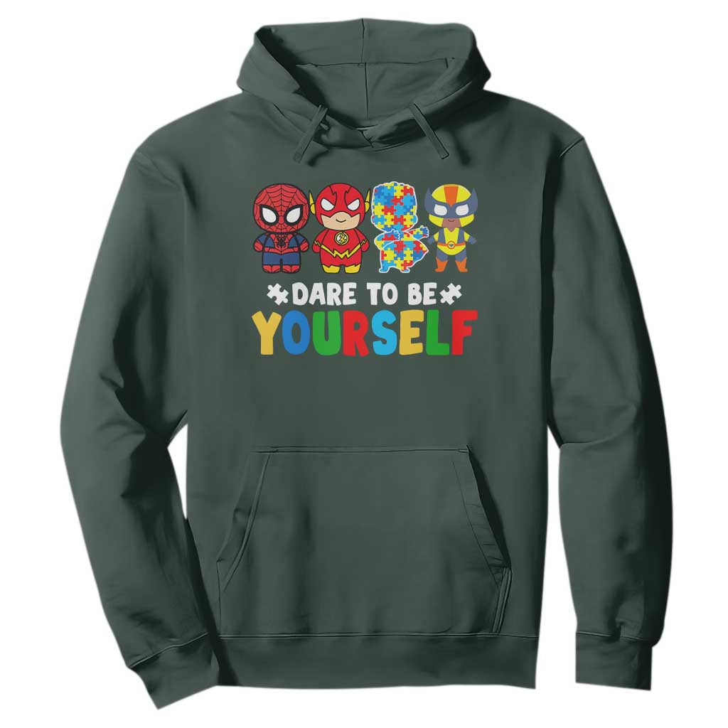Autism Awareness Superheroes Hoodie Dare To Be Yourself TS10 Dark Forest Green Print Your Wear