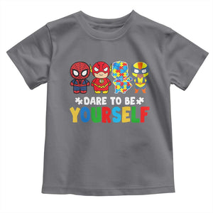 Autism Awareness Superheroes Toddler T Shirt Dare To Be Yourself TS10 Charcoal Print Your Wear
