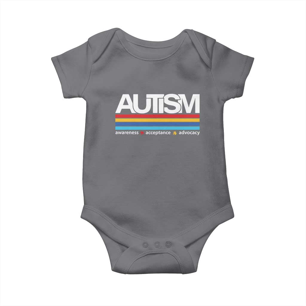 Retro Autism Awareness Acceptance Baby Onesie TS10 Charcoal Print Your Wear