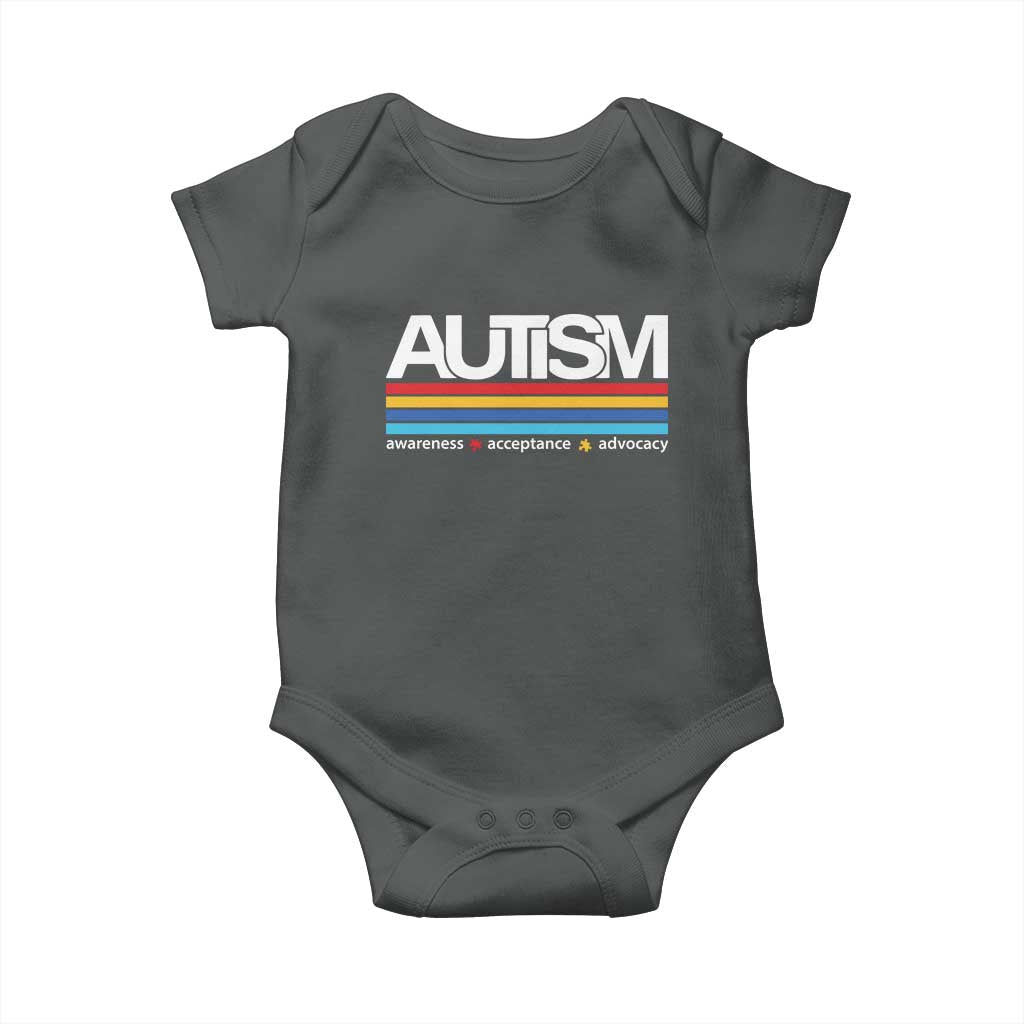 Retro Autism Awareness Acceptance Baby Onesie TS10 Dark Heather Print Your Wear