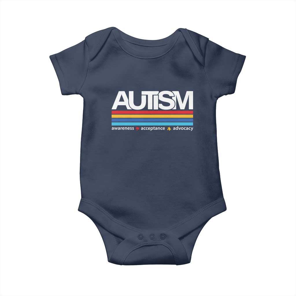 Retro Autism Awareness Acceptance Baby Onesie TS10 Navy Print Your Wear