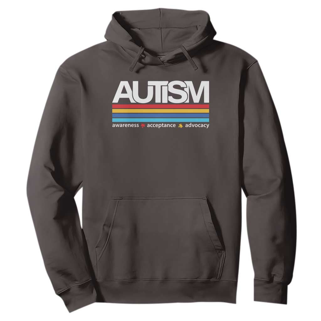 Retro Autism Awareness Acceptance Hoodie TS10 Dark Chocolate Print Your Wear