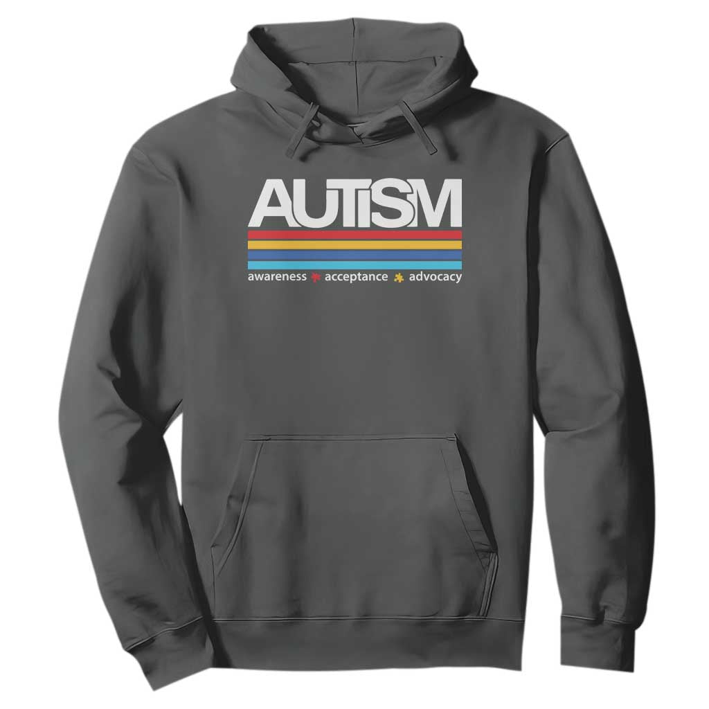 Retro Autism Awareness Acceptance Hoodie TS10 Dark Heather Print Your Wear