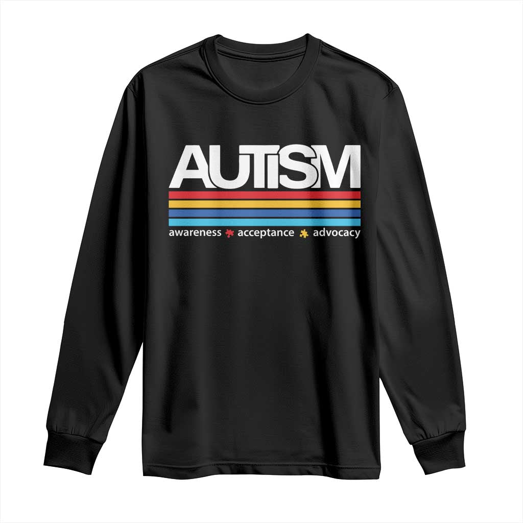 Retro Autism Awareness Acceptance Long Sleeve Shirt TS10 Black Print Your Wear