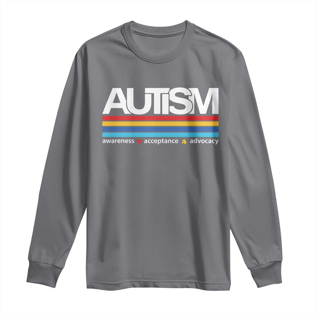 Retro Autism Awareness Acceptance Long Sleeve Shirt TS10 Charcoal Print Your Wear