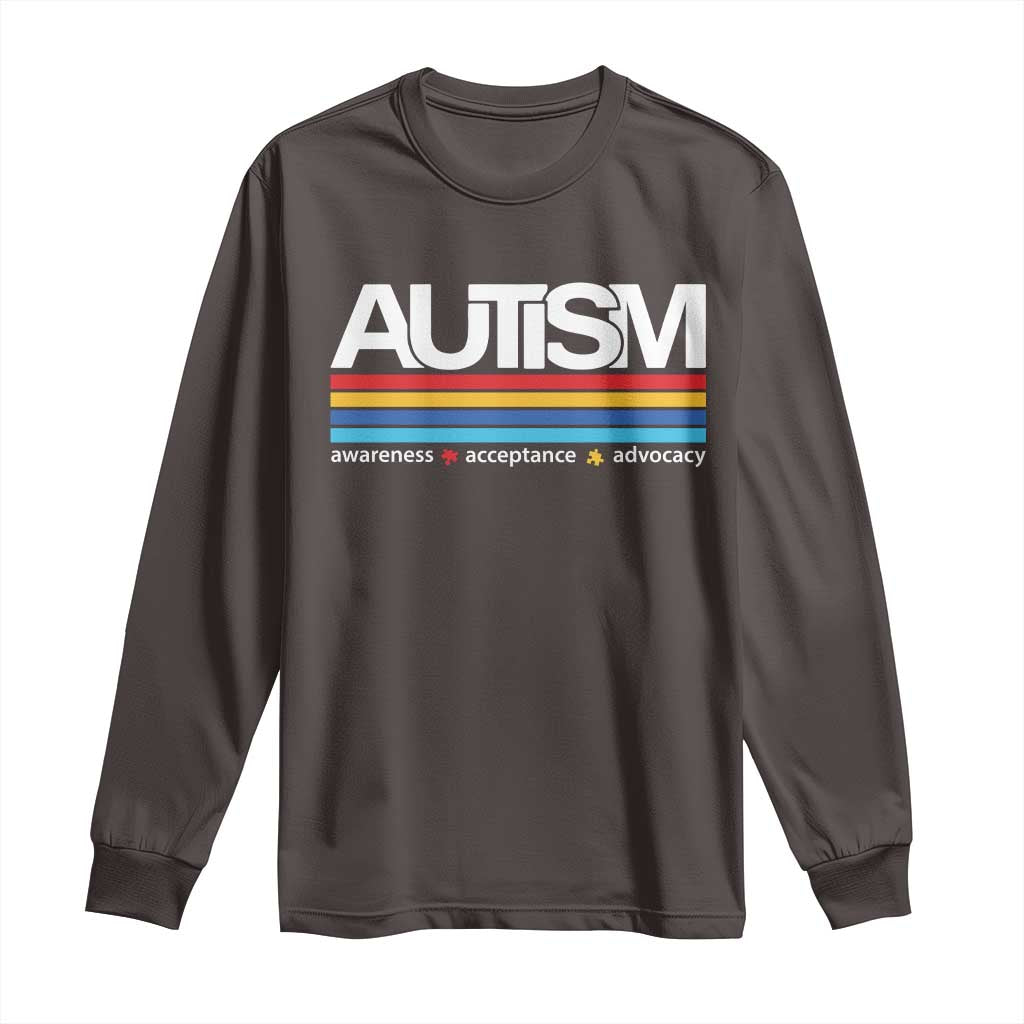 Retro Autism Awareness Acceptance Long Sleeve Shirt TS10 Dark Chocolate Print Your Wear