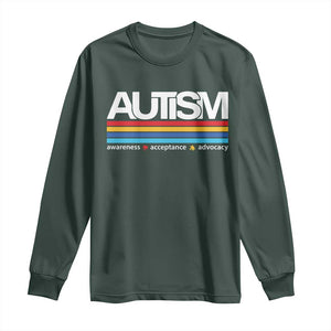 Retro Autism Awareness Acceptance Long Sleeve Shirt TS10 Dark Forest Green Print Your Wear