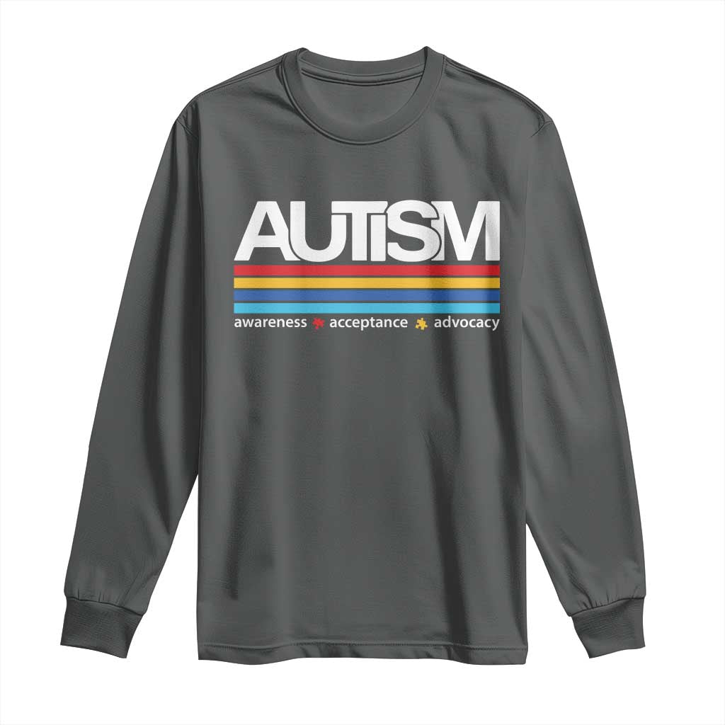 Retro Autism Awareness Acceptance Long Sleeve Shirt TS10 Dark Heather Print Your Wear