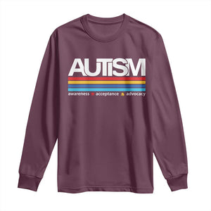 Retro Autism Awareness Acceptance Long Sleeve Shirt TS10 Maroon Print Your Wear