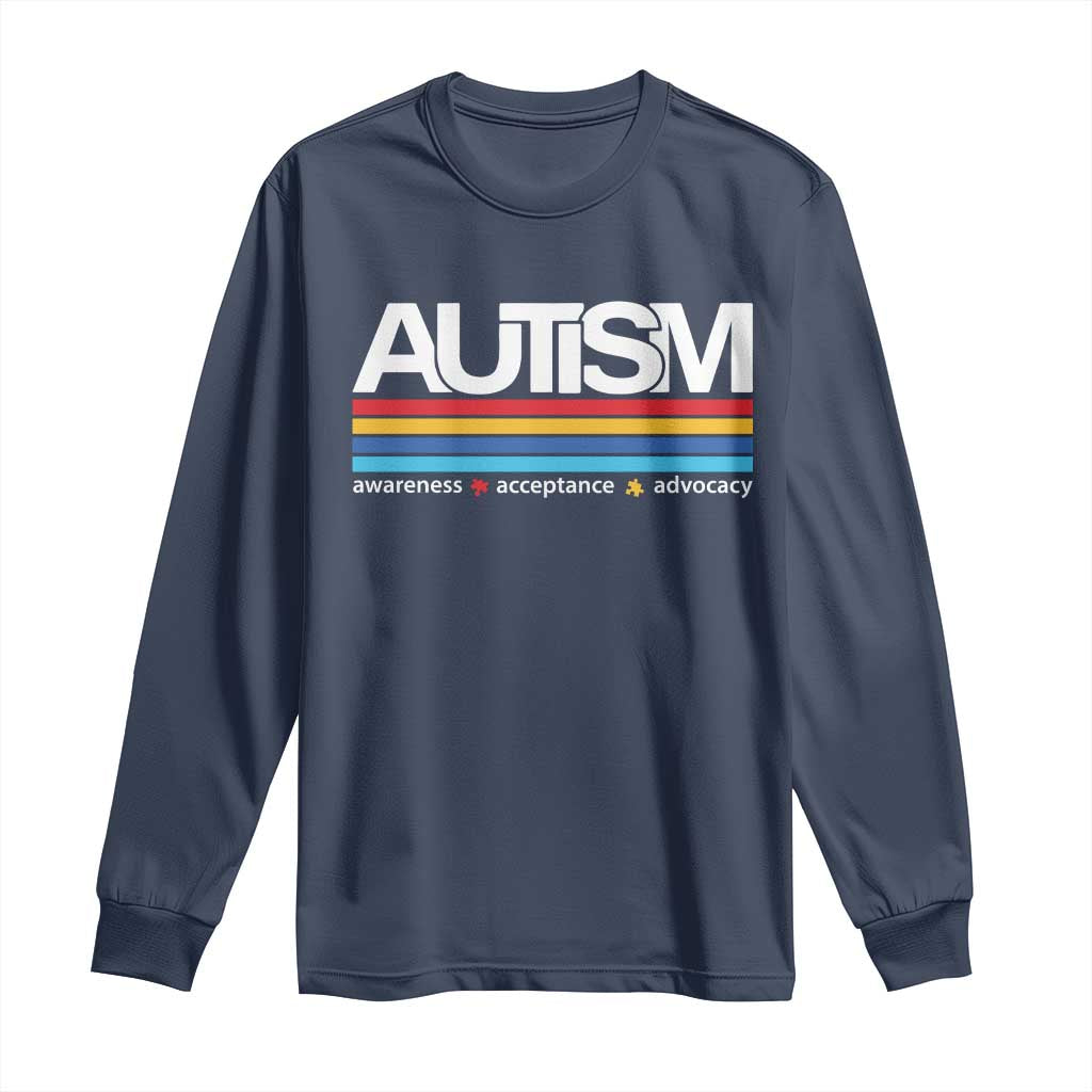 Retro Autism Awareness Acceptance Long Sleeve Shirt TS10 Navy Print Your Wear