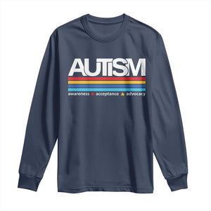 Retro Autism Awareness Acceptance Long Sleeve Shirt TS10 Navy Print Your Wear