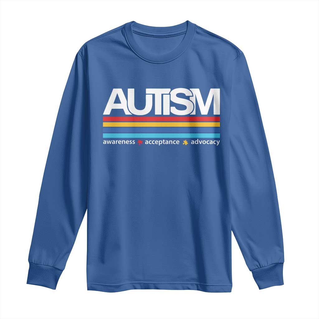Retro Autism Awareness Acceptance Long Sleeve Shirt TS10 Royal Blue Print Your Wear