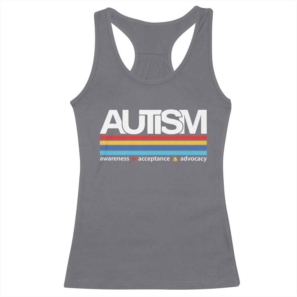 Retro Autism Awareness Acceptance Racerback Tank Top TS10 Charcoal Print Your Wear