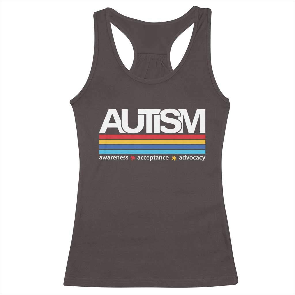Retro Autism Awareness Acceptance Racerback Tank Top TS10 Dark Chocolate Print Your Wear