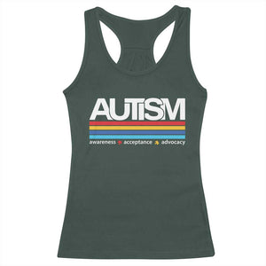 Retro Autism Awareness Acceptance Racerback Tank Top TS10 Dark Forest Green Print Your Wear