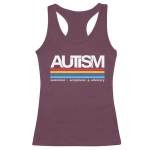 Retro Autism Awareness Acceptance Racerback Tank Top TS10 Maroon Print Your Wear