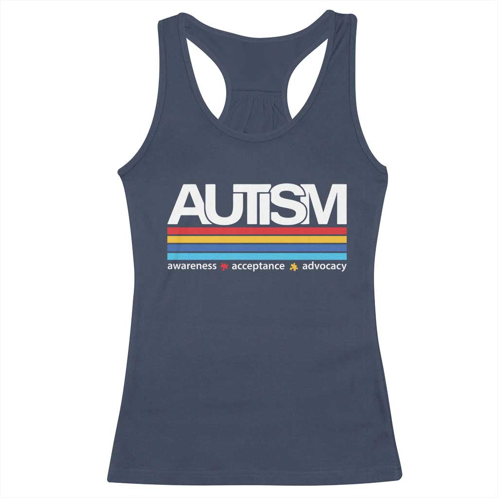 Retro Autism Awareness Acceptance Racerback Tank Top TS10 Navy Print Your Wear