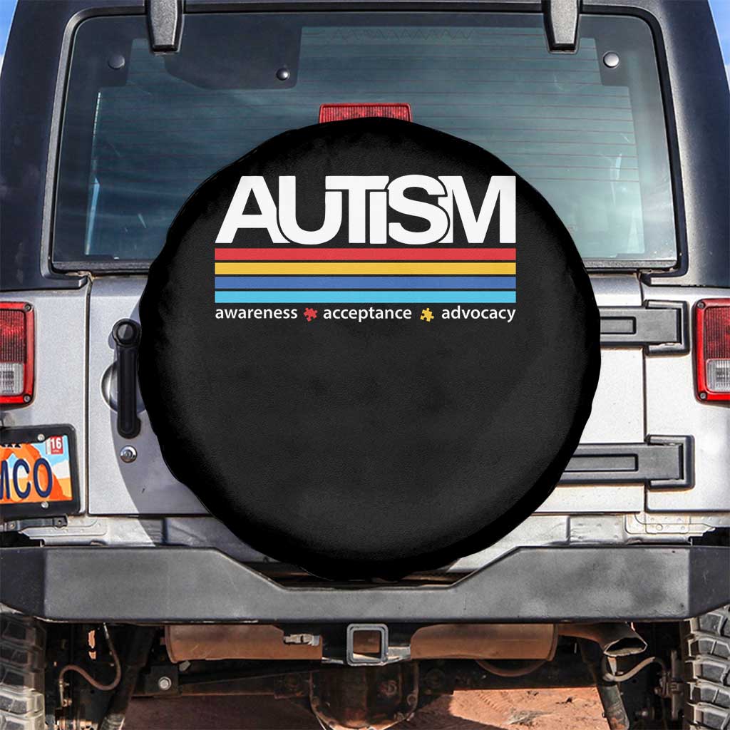 Retro Autism Awareness Acceptance Spare Tire Cover TS10 No hole Black Print Your Wear