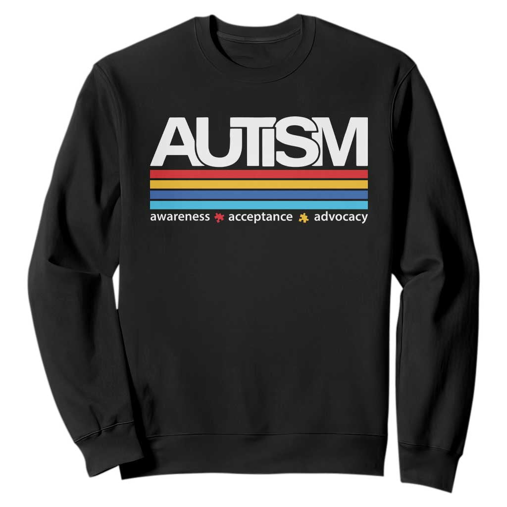 Retro Autism Awareness Acceptance Sweatshirt TS10 Black Print Your Wear