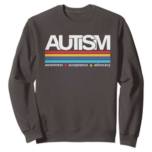 Retro Autism Awareness Acceptance Sweatshirt TS10 Dark Chocolate Print Your Wear