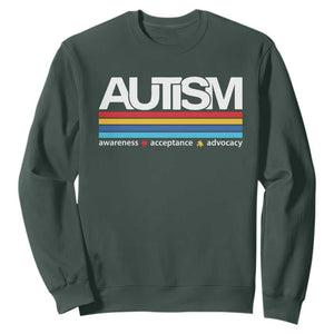 Retro Autism Awareness Acceptance Sweatshirt TS10 Dark Forest Green Print Your Wear