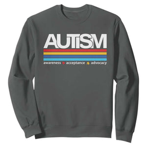 Retro Autism Awareness Acceptance Sweatshirt TS10 Dark Heather Print Your Wear