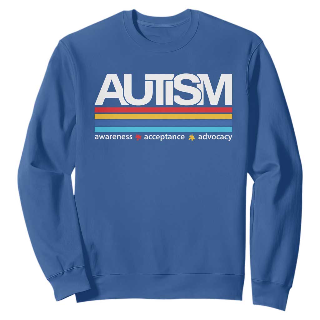Retro Autism Awareness Acceptance Sweatshirt TS10 Royal Blue Print Your Wear