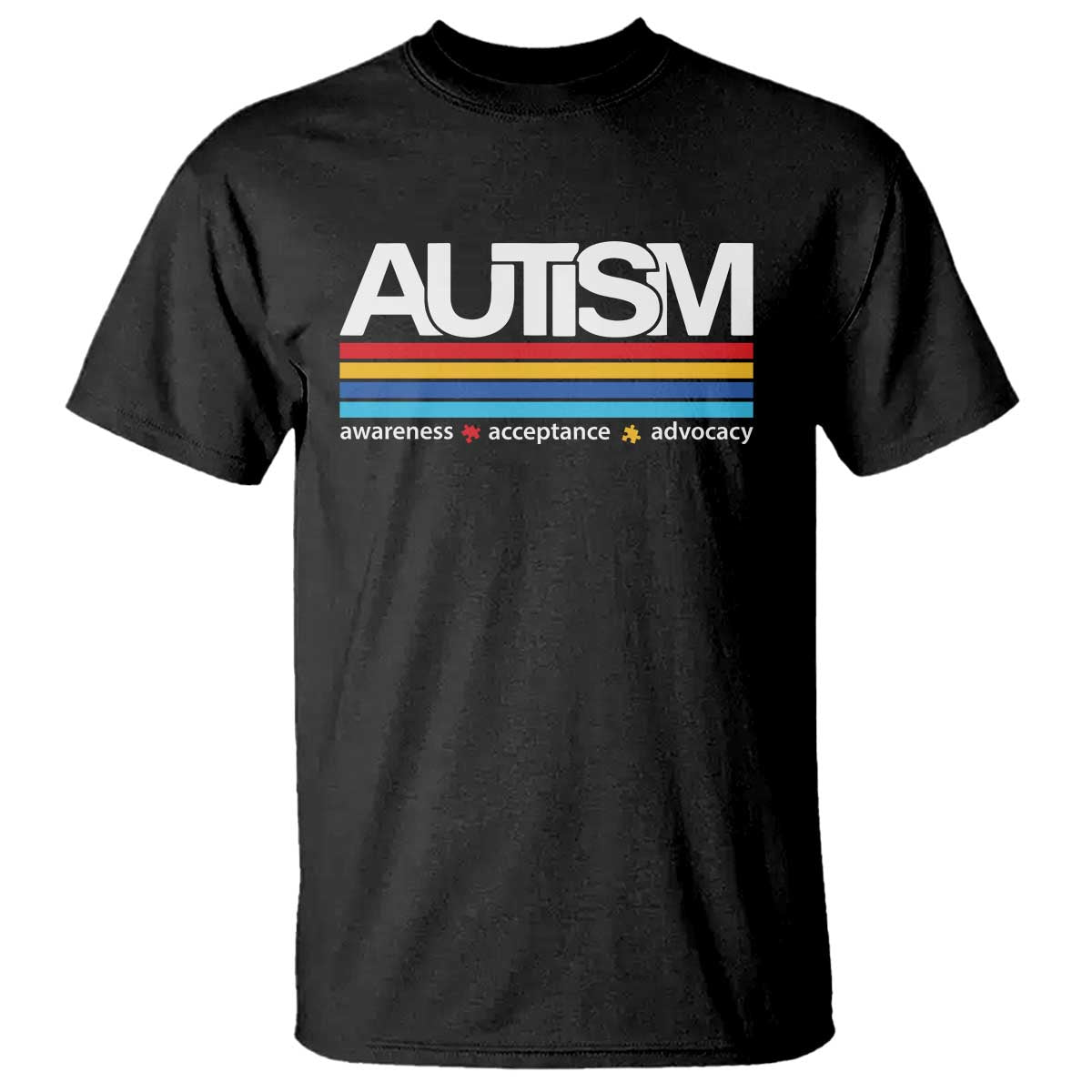 Retro Autism Awareness Acceptance T Shirt TS10 Black Print Your Wear