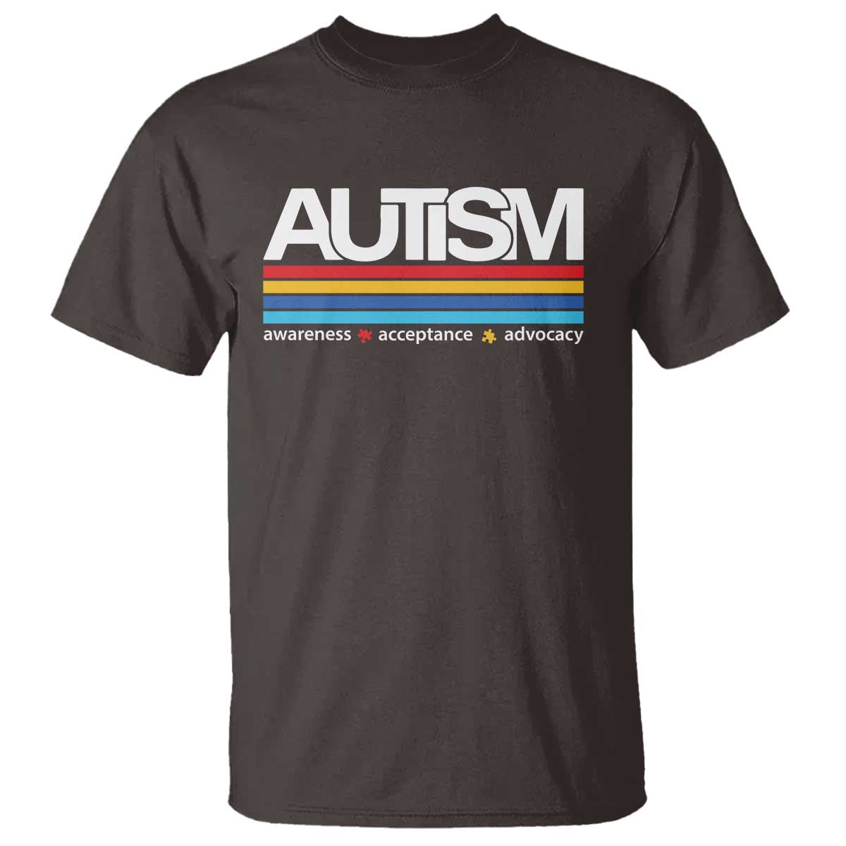 Retro Autism Awareness Acceptance T Shirt TS10 Dark Chocolate Print Your Wear