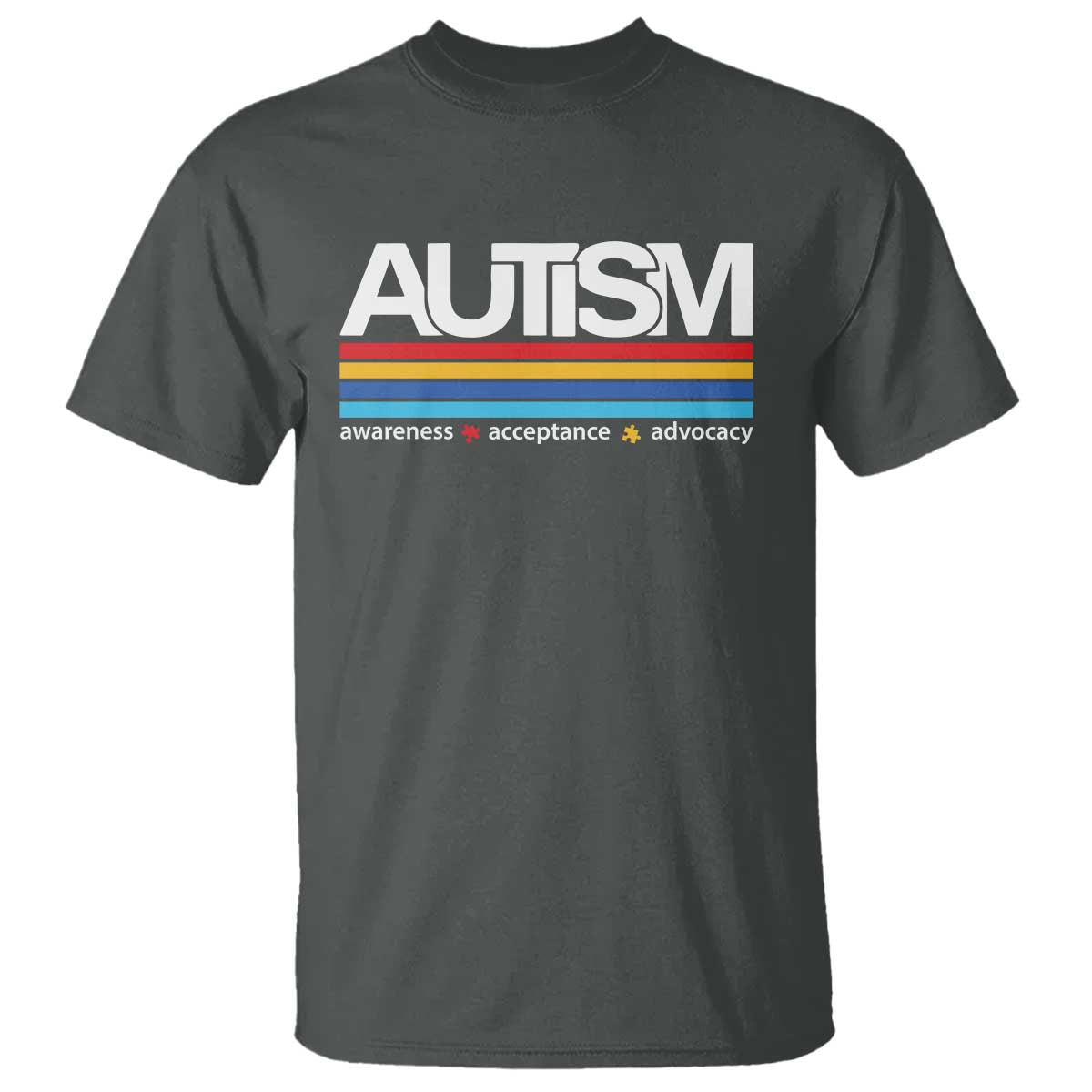Retro Autism Awareness Acceptance T Shirt TS10 Dark Heather Print Your Wear