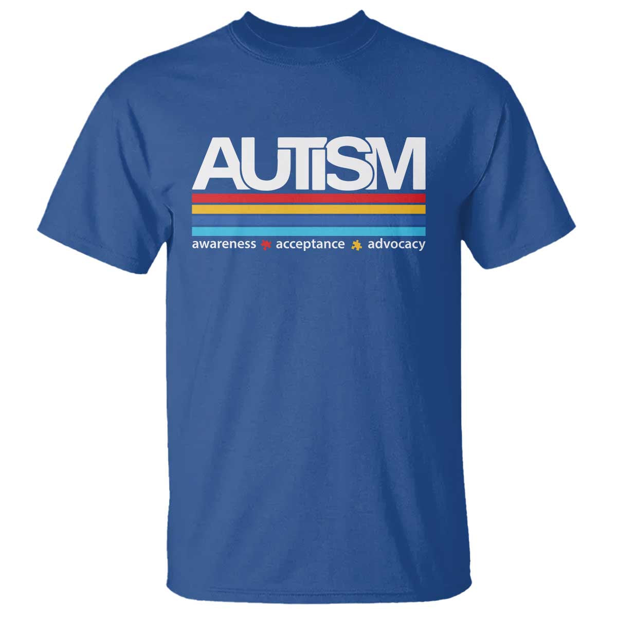 Retro Autism Awareness Acceptance T Shirt TS10 Royal Blue Print Your Wear