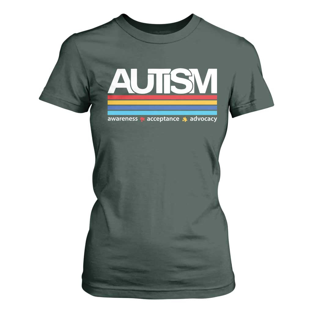 Retro Autism Awareness Acceptance T Shirt For Women TS10 Dark Forest Green Print Your Wear