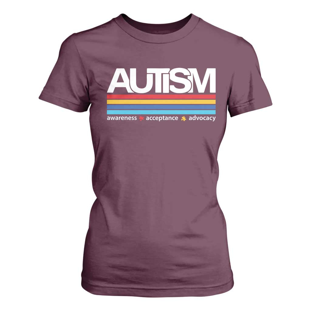 Retro Autism Awareness Acceptance T Shirt For Women TS10 Maroon Print Your Wear