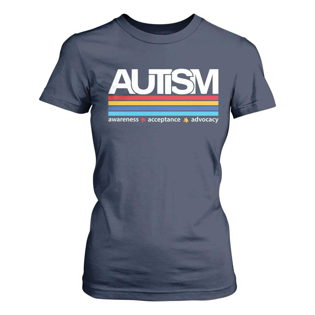Retro Autism Awareness Acceptance T Shirt For Women TS10 Navy Print Your Wear