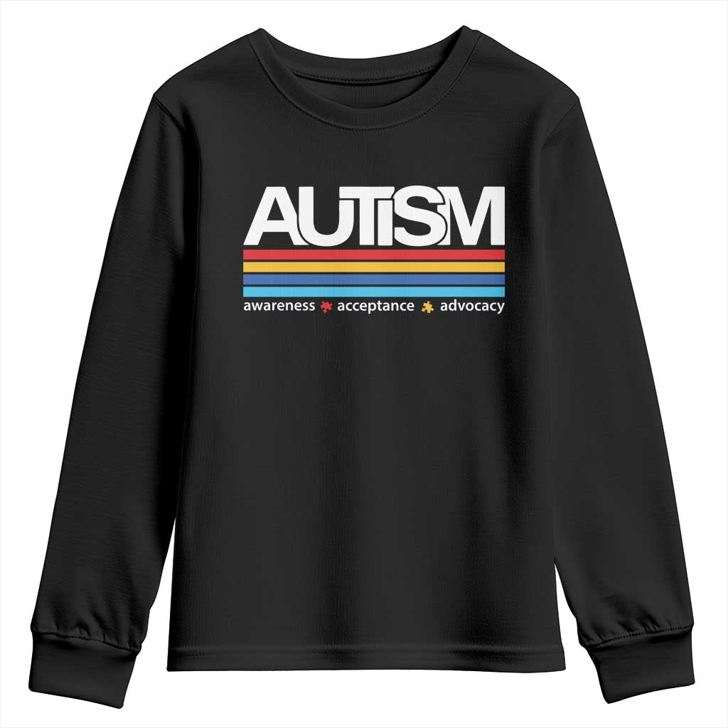 Retro Autism Awareness Acceptance Youth Sweatshirt TS10 Black Print Your Wear