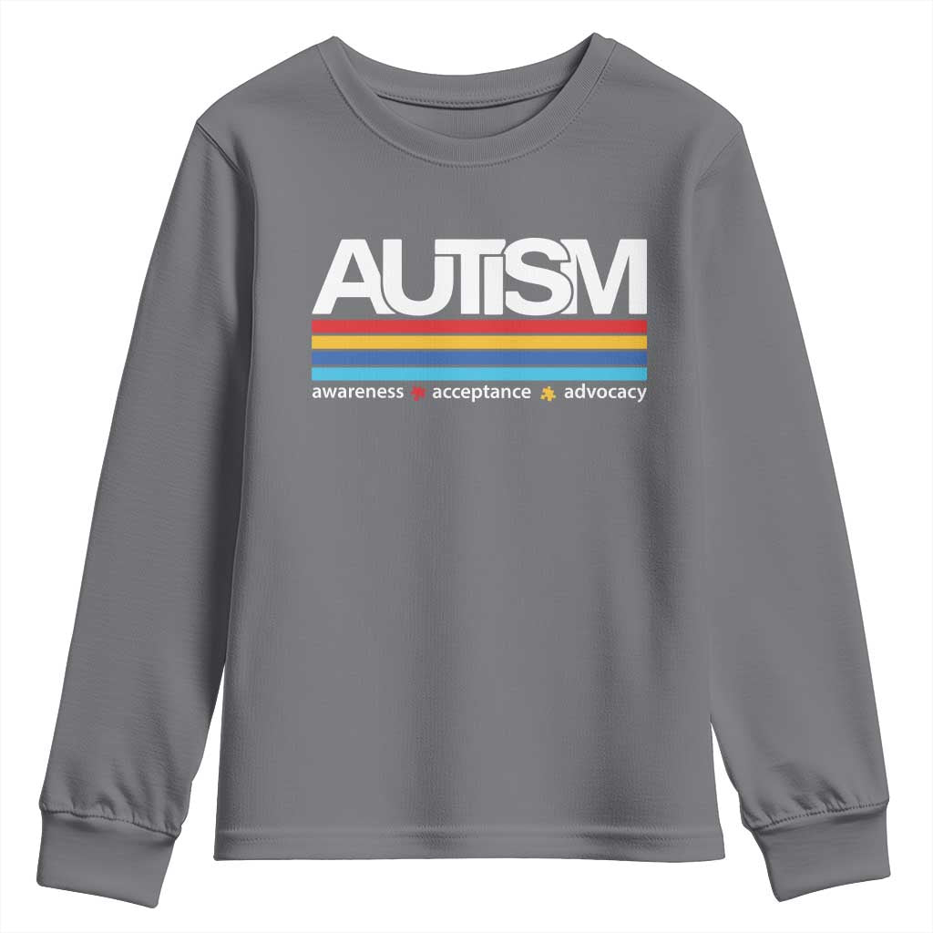 Retro Autism Awareness Acceptance Youth Sweatshirt TS10 Charcoal Print Your Wear