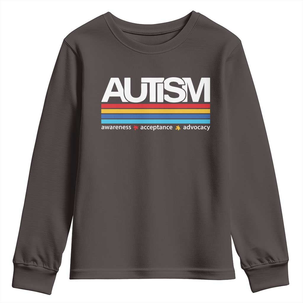 Retro Autism Awareness Acceptance Youth Sweatshirt TS10 Dark Chocolate Print Your Wear