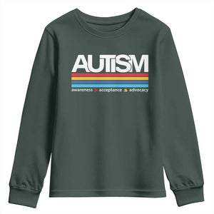 Retro Autism Awareness Acceptance Youth Sweatshirt TS10 Dark Forest Green Print Your Wear