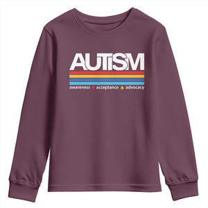 Retro Autism Awareness Acceptance Youth Sweatshirt TS10 Maroon Print Your Wear