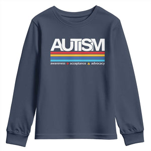 Retro Autism Awareness Acceptance Youth Sweatshirt TS10 Navy Print Your Wear