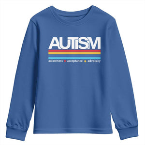 Retro Autism Awareness Acceptance Youth Sweatshirt TS10 Royal Blue Print Your Wear