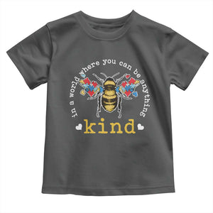 Autism Awareness Toddler T Shirt In A World Where You Can Be Anything Bee Kind Puzzle Pieces TS10 Dark Heather Print Your Wear