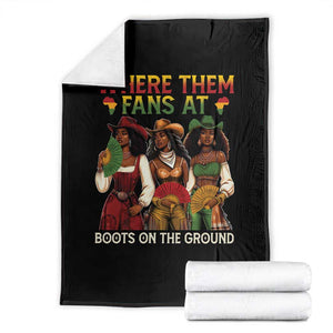 Where Them Fans At Boots On The Ground Throw Blanket Black African American Cowgirl Western Country Rodeo TS10 Black Print Your Wear