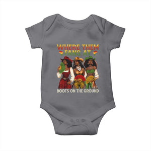 Where Them Fans At Boots On The Ground Baby Onesie Black African American Cowgirl Western Country Rodeo TS10 Charcoal Print Your Wear
